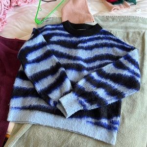 Anthropologie blue zebra SEE U SOON sweater Sz Med